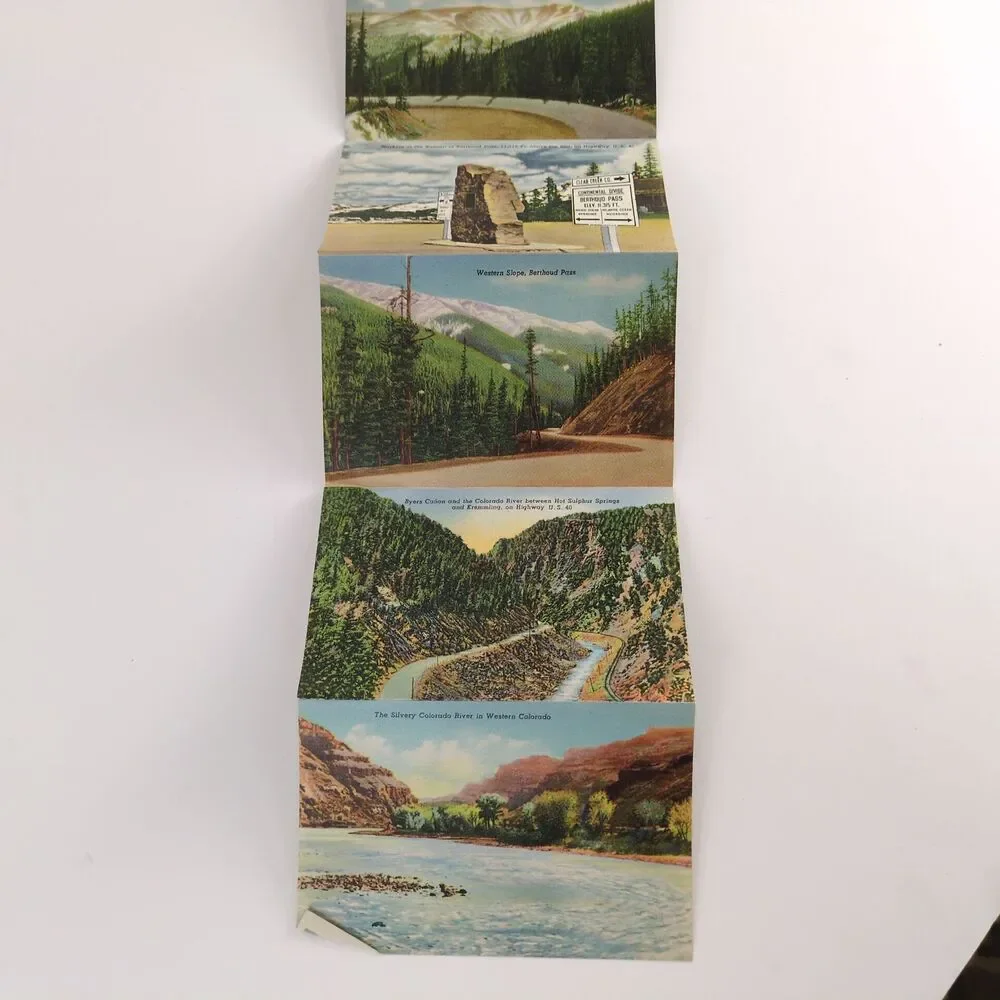 Victory Highway US 40 1930s Fold-Out Linen Postcards‎ Transcontinental Mountains